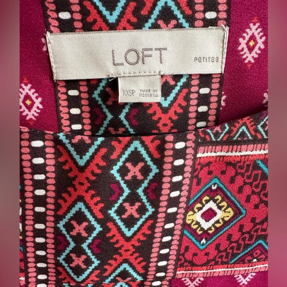LOFT XXSP Diamond Mosaic 3/4 Sleeve Dress - Picture 8 of 10